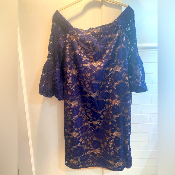 Eliza J Dresses & Skirts - Eliza J-Allover Lace Off the Shoulder Dress w/Nude Lining, Size 16